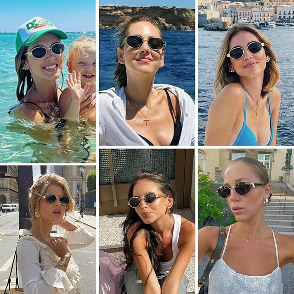 Retro Oval Sunglasses Trendy Sun Glasses Classic Shades for Women and Men