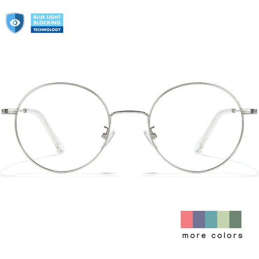 Blue Light Glasses Computer Eyewear Round Metal Frame Clear Lens - PeeWee